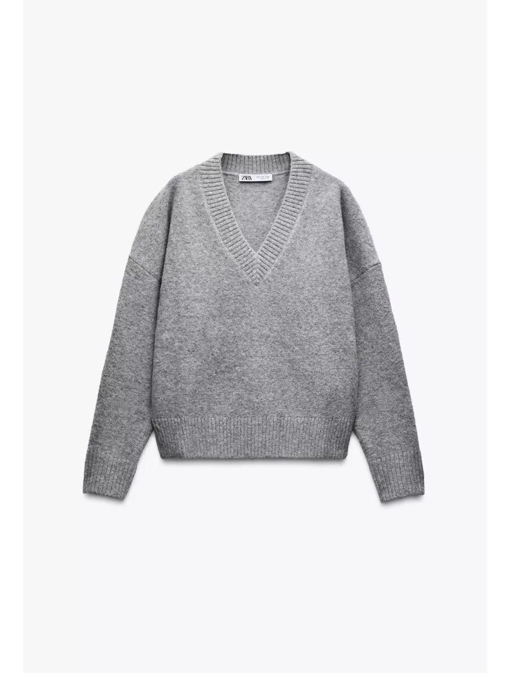 Oversized Grey V-Neck Sweater